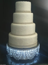 Load image into Gallery viewer, Crystal cake stand , Faux crystal swag drop + LED by Crystal wedding uk
