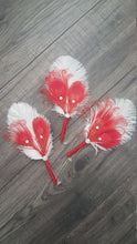 Load image into Gallery viewer, Feather buttonhole Boutonnière , Ostrich, Peacock,    Artificial  alternative  Great Gatsby wedding style -ANY COLOUR by Crystal wedding uk