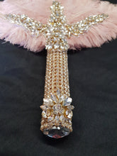 Load image into Gallery viewer, Blush pink Feather Fan bridal hand fan bouquet, READY TO SHIP