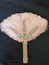Load image into Gallery viewer, Blush pink Feather Fan bridal hand fan bouquet, READY TO SHIP
