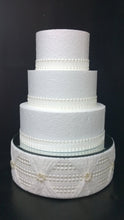 Load image into Gallery viewer, Wedding cake stand, Pearl and Lace design- round or square all sizes
