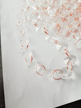 Load image into Gallery viewer, Suspended  chandelier cake  platform plexi glass ,cake Swing,   gold, rose gold or  silver, Faux  crystal beads + L.E.D lights