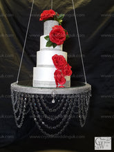 Load image into Gallery viewer, Suspended cake Swing [Glass Crystals [cake swing [ Hanging cake platform [heavy duty holds 200lbs[ wedding cake stand by Crystal wedding uk
