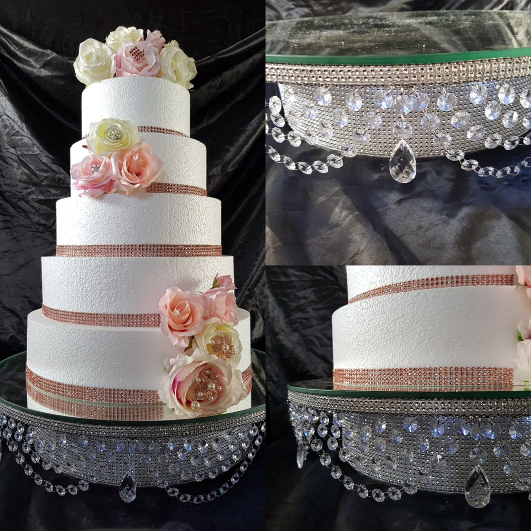 Crystal cake stand , Faux crystal swag drop + LED by Crystal wedding uk