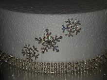 Load image into Gallery viewer, Snowflake diamante Cake topper decorations for a Winter wedding cake by Crystal wedding uk
