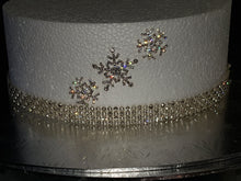 Load image into Gallery viewer, Snowflake diamante Cake topper decorations for a Winter wedding cake by Crystal wedding uk