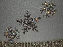 Load image into Gallery viewer, Snowflake diamante Cake topper decorations for a Winter wedding cake by Crystal wedding uk