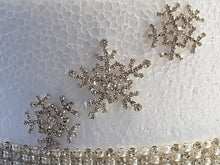 Load image into Gallery viewer, Snowflake diamante Cake topper decorations for a Winter wedding cake by Crystal wedding uk