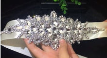 Load image into Gallery viewer, Brides sash belt, rhinestone bridal dress belt.