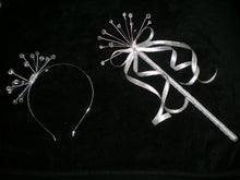 Load image into Gallery viewer, Crystal flower girl wand plus matching crystal head band