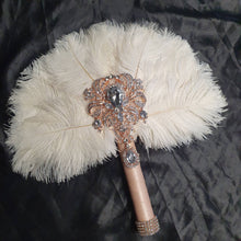 Load image into Gallery viewer, Brides Feather Fan bouquet , alternative  Bouquet,  Great Gatsby wedding style.
