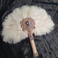 Load image into Gallery viewer, Brides Feather Fan bouquet , alternative  Bouquet,  Great Gatsby wedding style.