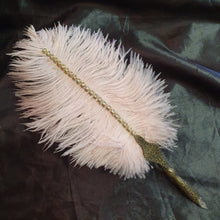 Load image into Gallery viewer, Ostrich Feather Quill Dip Pen Set . Matching Pen Stand for Weddings, Calligraphy, and Gifts