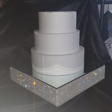 Load image into Gallery viewer, Crystal  Rhinestone cake stand,  diamante cake base, mirror top + 3 meters of matching  cake trim by Crystal wedding uk
