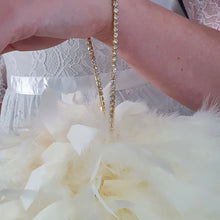 Load image into Gallery viewer, Feather Pomander With Rhinestone chain handle , large 8" size. Feather Kissing Ball. Feather Flower Girl Bouquet. ANY COLOUR