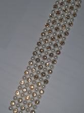 Load image into Gallery viewer, Gold Diamante & white pearl ribbon string style banding ,rhinestone wedding cake decoration 1 yard - White and Gold