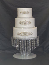 Load image into Gallery viewer, Wedding cake stand, Tiered style, acrylic  faux crystal chandelier cake stand+ LED by Crystal wedding uk
