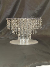 Load image into Gallery viewer, Wedding cake stand, Tiered style, real crystal chandelier cake stand+ LED