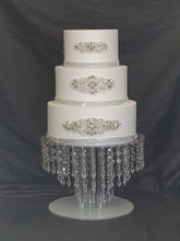 Load image into Gallery viewer, Wedding cake stand, Tiered style, real crystal chandelier cake stand+ LED