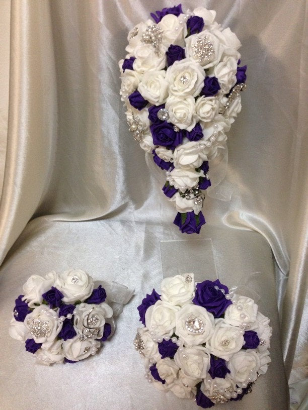 brooch bouquet  with artifical foam roses