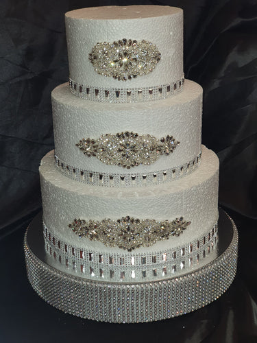 Cake brooch set of 3 , crystal rhinestone & pearl  cake decoration - Silver or Gold by Crystal wedding uk