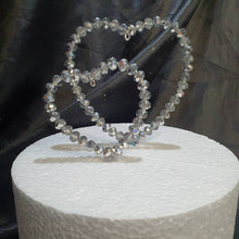Load image into Gallery viewer, Crystal love heart cake topper by Crystal wedding uk

