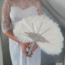 Load image into Gallery viewer, Wedding feather fan, brides ostrich fan, wedding hand fan, Great Gatsby any colour as custom made to order by Crystal wedding uk

