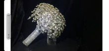 Load image into Gallery viewer, Diamante crystal wire bouquet, beaded bouquet, Wedding bridal flowers, silver crystal.
