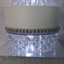 Load image into Gallery viewer, Glass slipper cake divider plus 2 crystal dividers - set of 3 pieces 8&quot; 10&quot; 12&quot; with LED lights. by Crystal wedding uk
