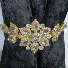 Load image into Gallery viewer, Crystal Tie Backs, Slim Curtains hold backs, magnetic holder