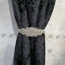 Load image into Gallery viewer, Crystal and Pearl Tie Backs, rhinestone Curtains hold backs, magnetic holders