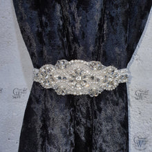 Load image into Gallery viewer, Crystal and Pearl Tie Backs, rhinestone Curtains hold backs, magnetic holders
