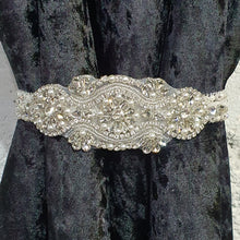 Load image into Gallery viewer, Crystal and Pearl Tie Backs, rhinestone Curtains hold backs, magnetic holders
