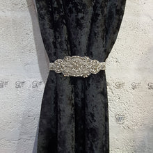 Load image into Gallery viewer, Crystal and Pearl Tie Backs, rhinestone Curtains hold backs, magnetic holders
