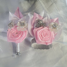 Load image into Gallery viewer, Wedding Boutonniere, wrist corsage.  broochbuttonhole , Wedding Buttonhole Pin for groom, usher, groomsman. by Crystal wedding uk