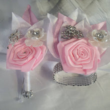 Load image into Gallery viewer, Wedding Boutonniere, wrist corsage.  broochbuttonhole , Wedding Buttonhole Pin for groom, usher, groomsman. by Crystal wedding uk