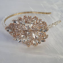 Load image into Gallery viewer, Large side tiara , Vintage inspired crystal band, Silver, Gold or Rose gold by Crystal wedding uk
