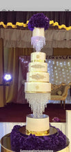 Load image into Gallery viewer, Chandelier cake stand [ crystal cake stand [ wedding cake stand + LED lights by Crystal wedding uk