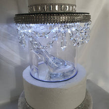 Load image into Gallery viewer, Glass slipper cake separator shoe, LED wedding  cake divider chandelier shoe cake stand by Crystal wedding uk
