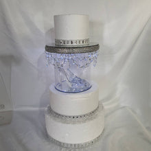 Load image into Gallery viewer, Glass slipper cake separator shoe, LED wedding  cake divider chandelier shoe cake stand by Crystal wedding uk
