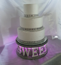 Load image into Gallery viewer, Sweet 16 cake stand  date- REAL CRYSTAL stone celebration cake stand + lights
