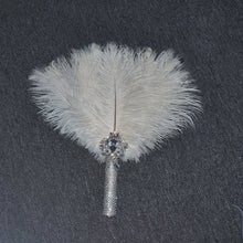 Load image into Gallery viewer, 3  feather fans, wedding hand fan - any colour as custom made by Crystal wedding uk