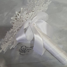 Load image into Gallery viewer, Snowflake bouquet for a Winter wedding bridesmaid by Crystal wedding uk
