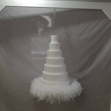 Load image into Gallery viewer, Feather hanging swing cake platform plus Cake hanger stand frame 180cm, Suspended cake stand heavy duty holds 200lbs by Crystal wedding uk