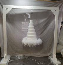 Load image into Gallery viewer, Feather hanging swing cake platform plus Cake hanger stand frame 180cm, Suspended cake stand heavy duty holds 200lbs by Crystal wedding uk