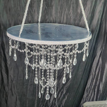 Load image into Gallery viewer, Luxury cake swing,Suspended FAUX CRYSTAL chandelier cake platform,  mirror top +remote controlled  LED by Crystal wedding uk
