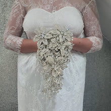 Load image into Gallery viewer, Luxury Diamante bouquet brooch Jewel rhinestone crystal wedding bouquet Crystal Bridal Bouquet, cascade Jewel bouquet by Crystal wedding uk