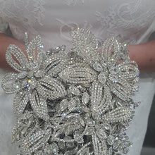 Load image into Gallery viewer, Luxury Diamante bouquet brooch Jewel rhinestone crystal wedding bouquet Crystal Bridal Bouquet, cascade Jewel bouquet by Crystal wedding uk