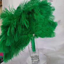 Load image into Gallery viewer, Wedding feather fan, Green feather brides ostrich fan, wedding hand fan, Great Gatsby any colour as custom made by Crystal wedding uk