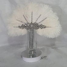 Load image into Gallery viewer, OFF WHITE Wedding feather fan, brides ostrich fan, wedding hand fan- custom made by Crystal wedding uk
